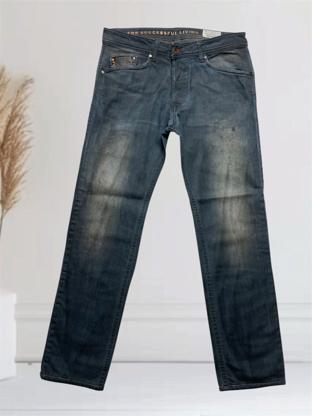Diesel Darron Custom Dirty-Dyed Denim Men's W32 L30 Slim Tapered Buttonfly Jeans